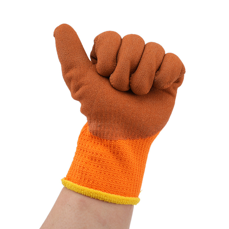 Seven-Pin Terry Foam Rubber Coated Gloves Styrofoam Semi-Hanging Gloves Wear-Resistant Non-Slip Protective Gloves Hand Protection