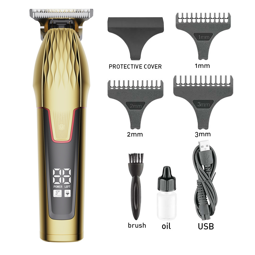 Cross-Border Hot Selling Professional Barber LCD Universal Hair Scissors Oil Head Engraving Scissors Electrical Hair Cutter Electric Clipper Wholesale
