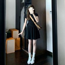 黑色小个子连衣裙子女夏季2024新款茶歇法式小众收腰显瘦气质短裙