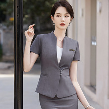 商务职业装正装女夏时尚气质修身中袖西装套装气质销售正装工作服
