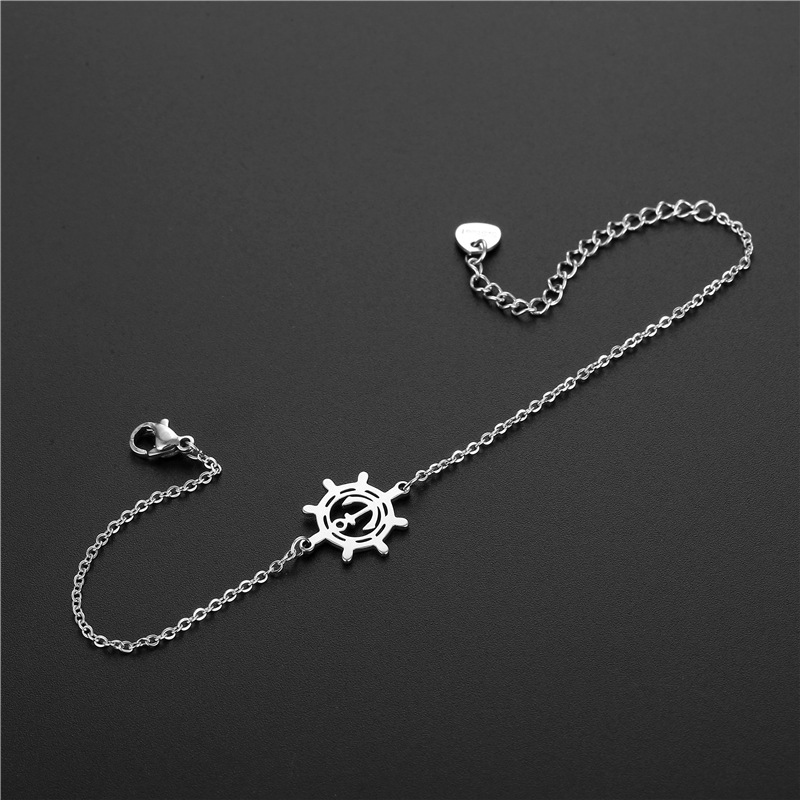 Korean Style Stainless Steel Anchor Chain New Cold Style Retro Rudder Bracelet Women's Personalized South American Titanium Steel Charm