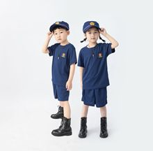 新款儿童消防员体能服夏季圆领短袖短裤套装救援体能训练服透气帽