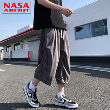 NASA男女短裤休闲跑步裤潮流短裤情侣学生宽松运动纯色夏季七分裤