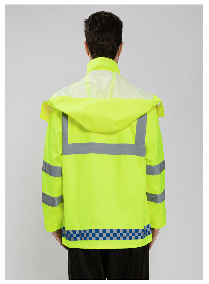 厂家批发反光雨衣成人分体雨衣劳保执勤保安交警雨衣雨裤分体套装