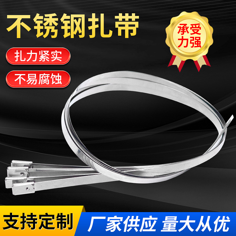 304不锈钢扎带杆号牌滚珠自锁室外金属100条标牌束线理线耐腐蚀