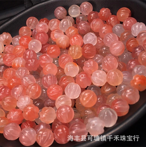 批发天然保山南红玛瑙南瓜珠散珠配件干净南红雕刻南瓜珠diy配饰