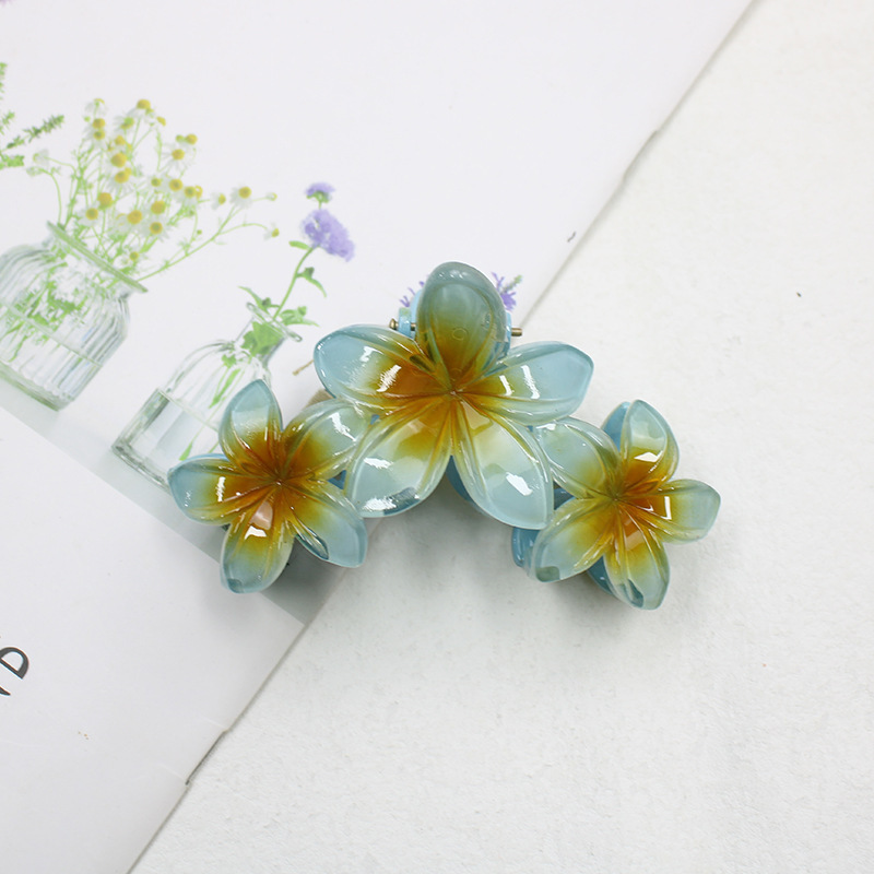 New Plumeria Rubra Grip Five Faces Elegant One-Piece Flower Barrettes Girls Fashion Bauhinia Back Head Hair Accessories