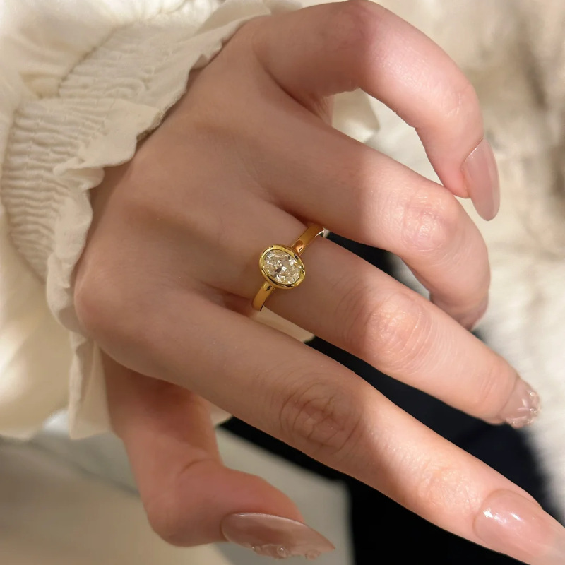 Exquisite Shiny Zircon Ring Female Entry Lux Elegant Personality Stylish Opening Ring All-Matching Graceful Internet-Famous Index Finger Ring