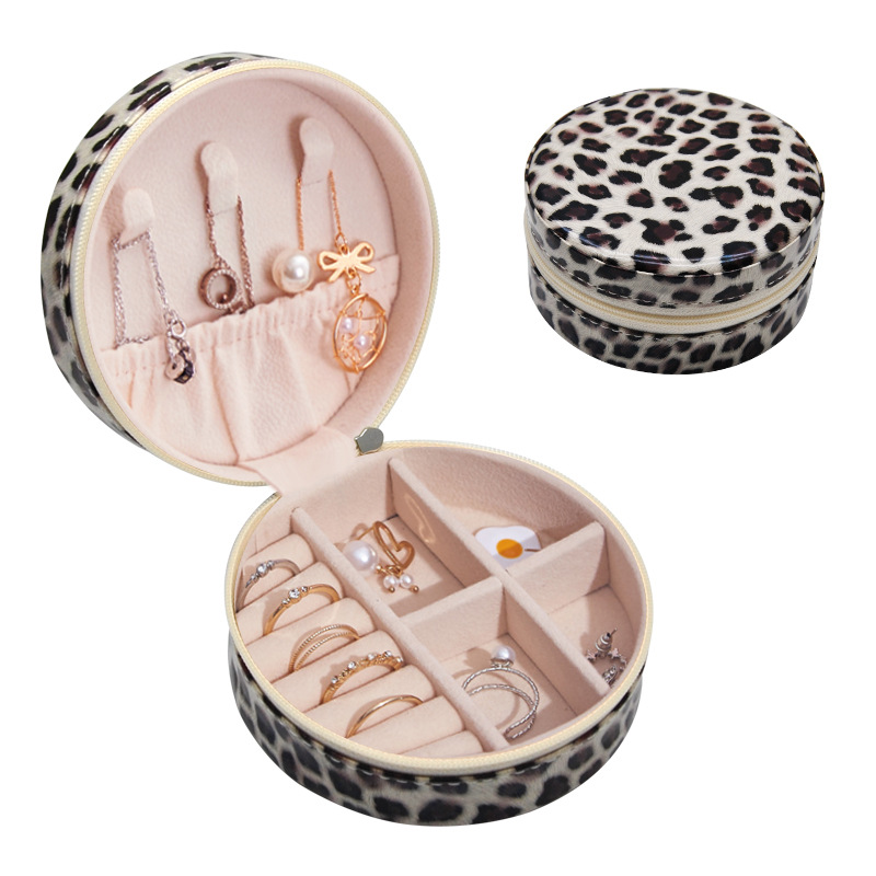 Round Packing Box Carry Jewelry Box Gift Box Zipper Jewelry Ring Earrings Necklace Ornament Storage Box Now