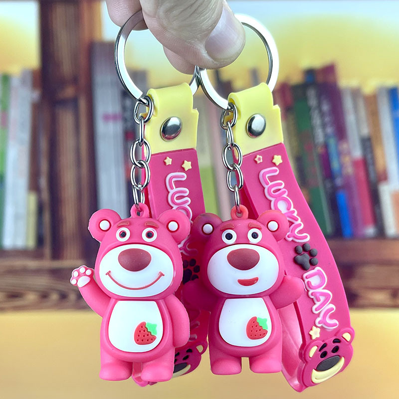 Pvc Strawberry Bear Keychain