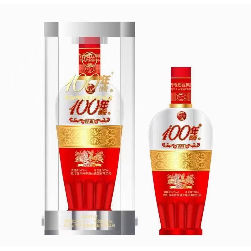 四川100年传奇淡雅白酒 52度浓香型500ml装 水晶盒包装 批发价优