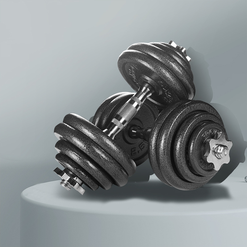 proiron 烤漆哑铃男士健身家用纯铁可调节重量实心铁套装组合50kg
