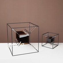 现代简约金属亚克力几何镂空艺术品摆件样板间家居客厅桌面装饰品