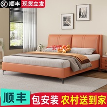 JH实木软包床科技布艺双人床现代简约1.8米家用主卧轻奢1.2米单人