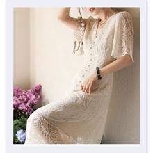 AYC丨镂空蕾丝连衣裙女2023夏季新款白色法式赫本风裙子