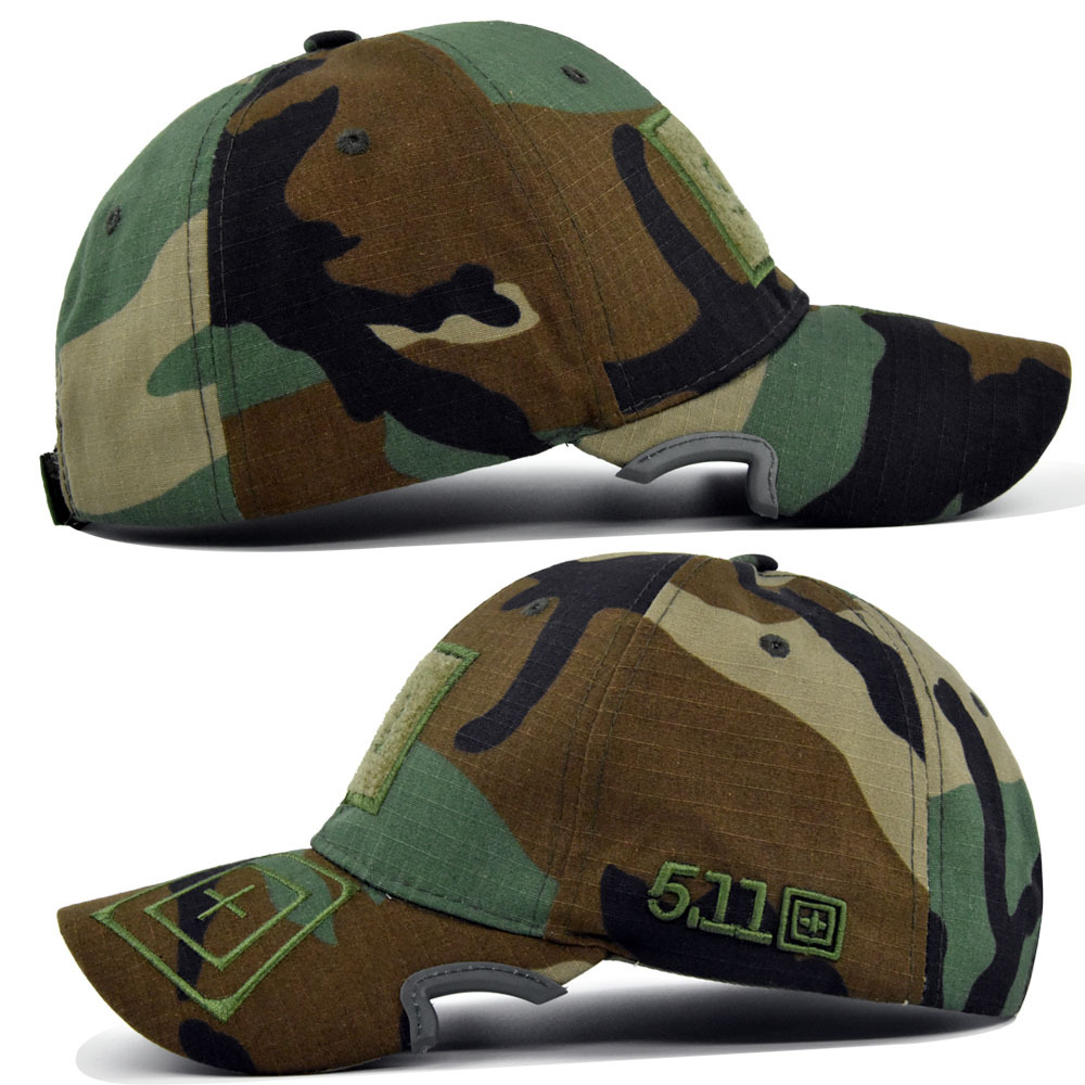 跨境迷彩帽511绣花棒球帽军迷彩户外战术丛林帽子5.11魔术贴军帽