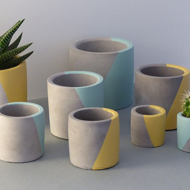 水泥氧化镁菱形花盆套组多尺寸来图来样生产定制