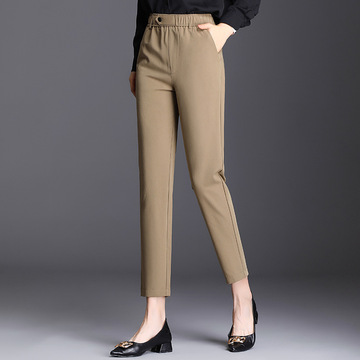 2105哈伦裤女春季九分韩版宽松大码胖mm200斤烟管西装裤黑色女裤