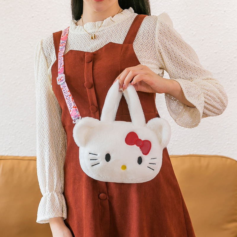New Cartoon Toy Bag Girls' Handbag Shoulder Crossbody Bag Strawberry Bear Plush Bag Wholesale Crane Machine