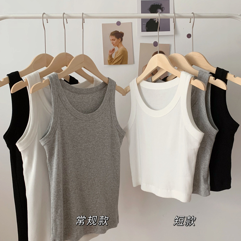 High Waist Short Vest for Women Supernumerary Breast Anti-Exposure Threaded Cotton Crop Top Bottoming Camisole Top 2023 Summer New