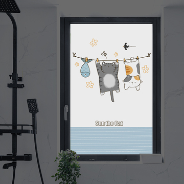 o5z2窗户玻璃贴纸全遮光型防晒膜防走光纸卫生间厕所窗贴浴室门防