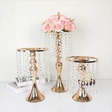 跨境电镀金属花架 户外婚礼餐桌中心装饰品假花花瓶摆件金色花器