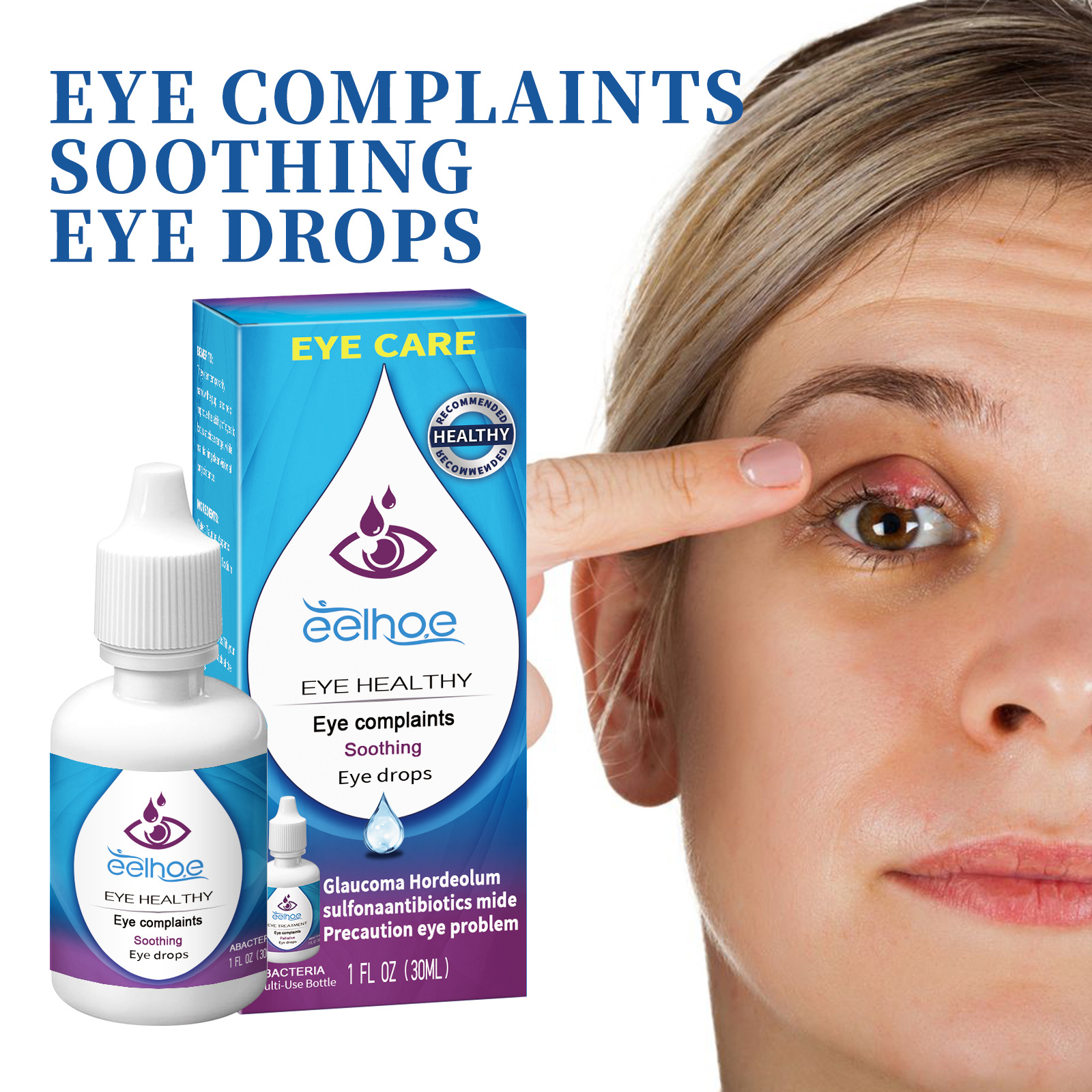 Eelhoe Eye Care Solution Relieve Eye Fatigue Dry Red Eye Vision Fuzzy Moisturizing Eye Care Solution