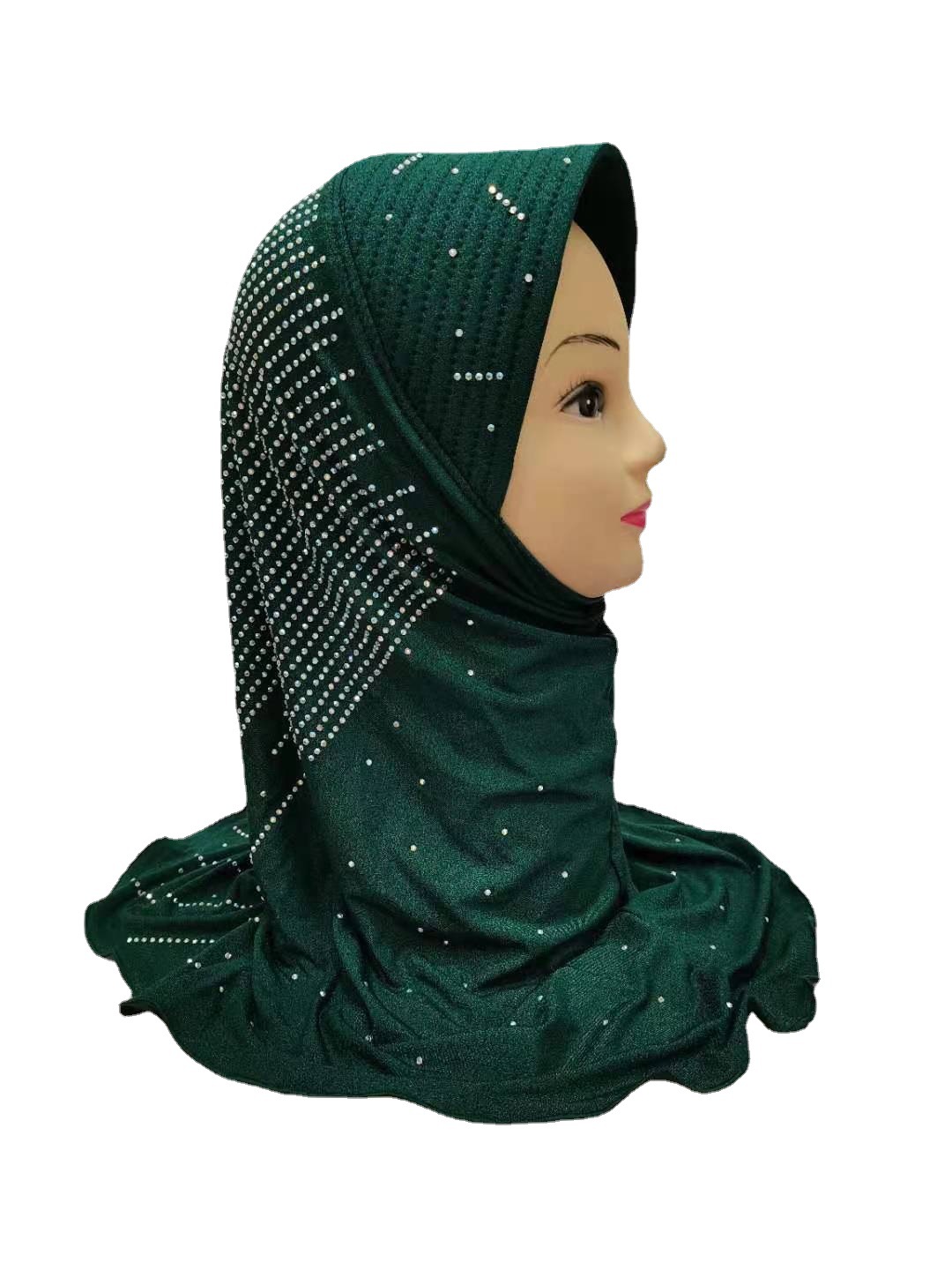 厂家批发穆斯林礼拜帽  星淘沙面料仿捷克钻软帽檐盖头