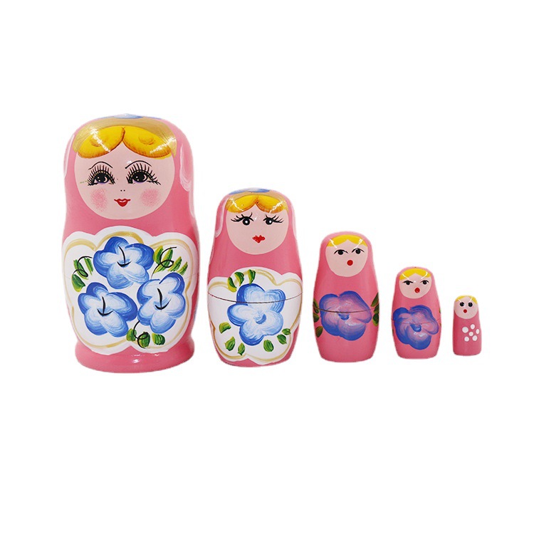 Russia Matryoshka Doll Five-Layer Hand Painted Paint Tourist Attractions Stall Supply Wooden Craftwork Decoration Toys Wholesale