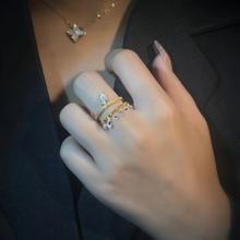 法式公主水滴纤细双层K金色钻戒指时尚小众极简指环简约气质女