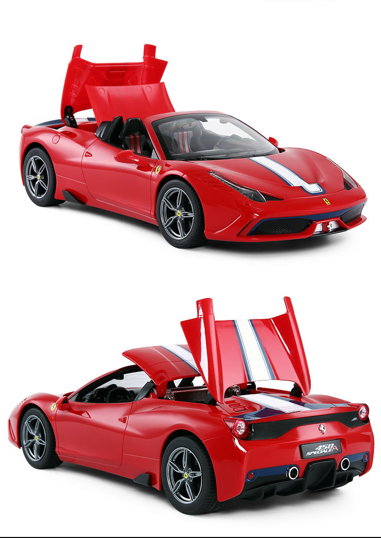 rastar法拉利458仿真遥控汽车一键敞篷跑车儿童玩具男孩星辉车模