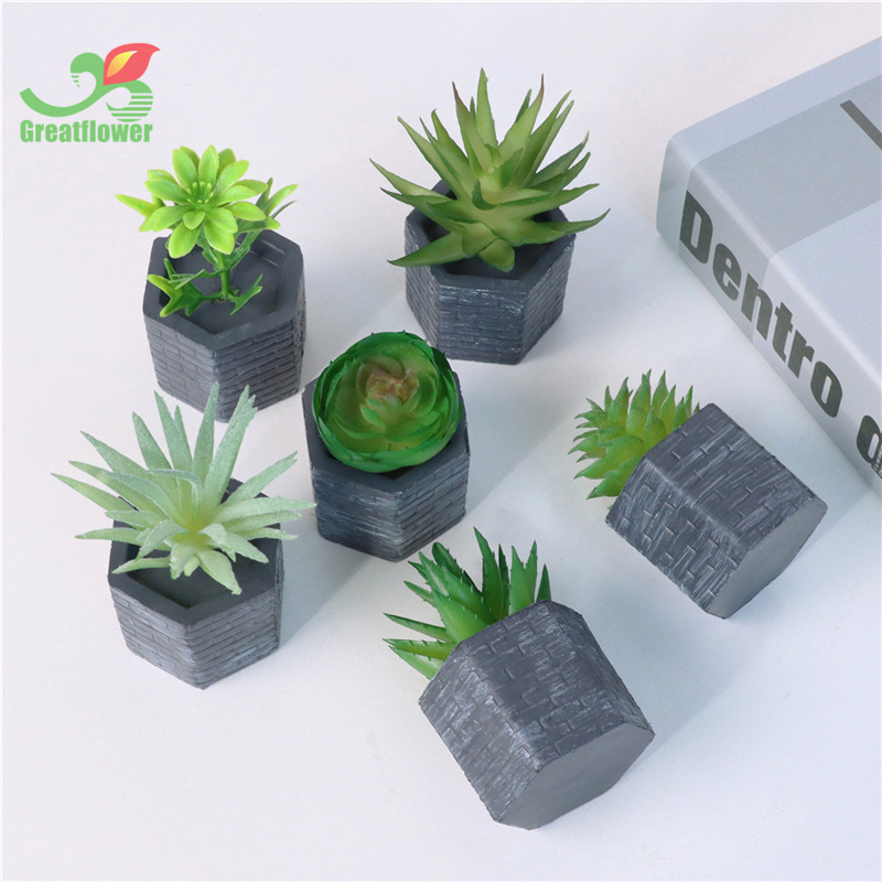 Cross-Border Supply Retro Artificial Succulent Pant Potted Plant with Magnet Can Absorb Refridgerator Magnets Artificial Flower Succulent Micro Landscape