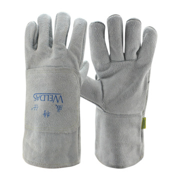 威特仕牛皮电焊手套 加长款隔热焊工手套 二层全皮革烧焊劳保防护