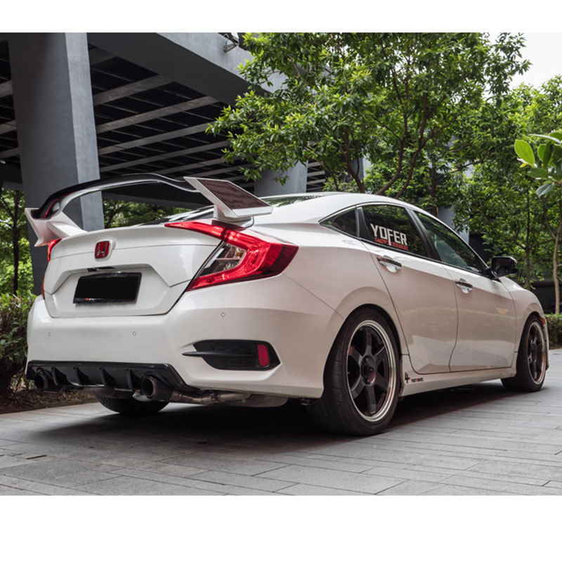 适用于21款两厢思域改装typer大尾翼16-20款新十代思域免打孔升级
