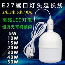 LED灯泡E27灯头带线带插头带开关简易延长线吊灯家用临时小夜灯