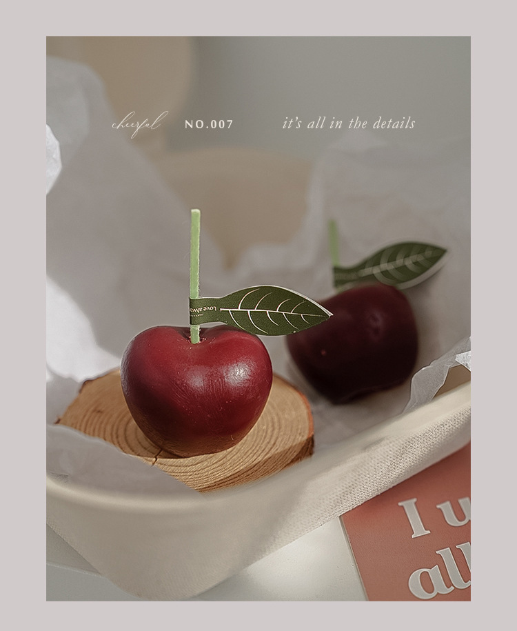 批发ins樱桃车厘子香薰蜡烛创意装饰拍摄道具车厘子水果香氛蜡烛