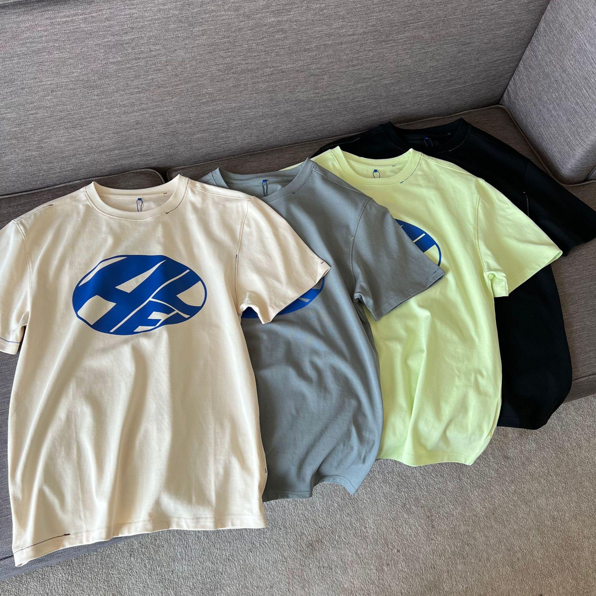 ader 夏季新款设计感小众撞色缝线ae logo宽松短袖潮牌t恤男女ins