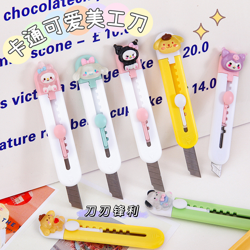 creative art knife portable cute cartoon extension learning office paper cutter stationery knife wholesale