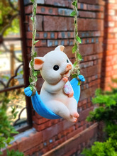 小猪荡秋千创意摆件庭院户外花园阳台吊树上装饰挂件可爱卡通布置