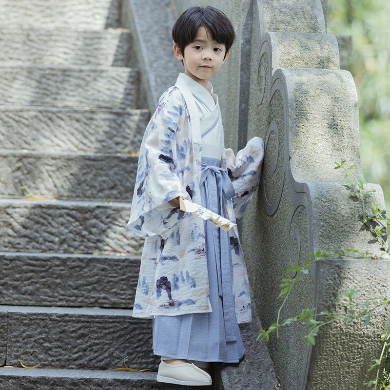 儿童汉服男童少爷服小男孩古装唐装风国学服202新款夏季薄款