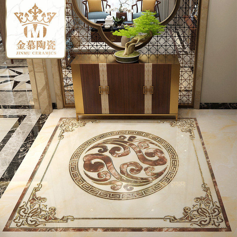 地砖拼花瓷砖新中式祥云客厅入户玄关拼图仿水刀砖过道走廊地板砖