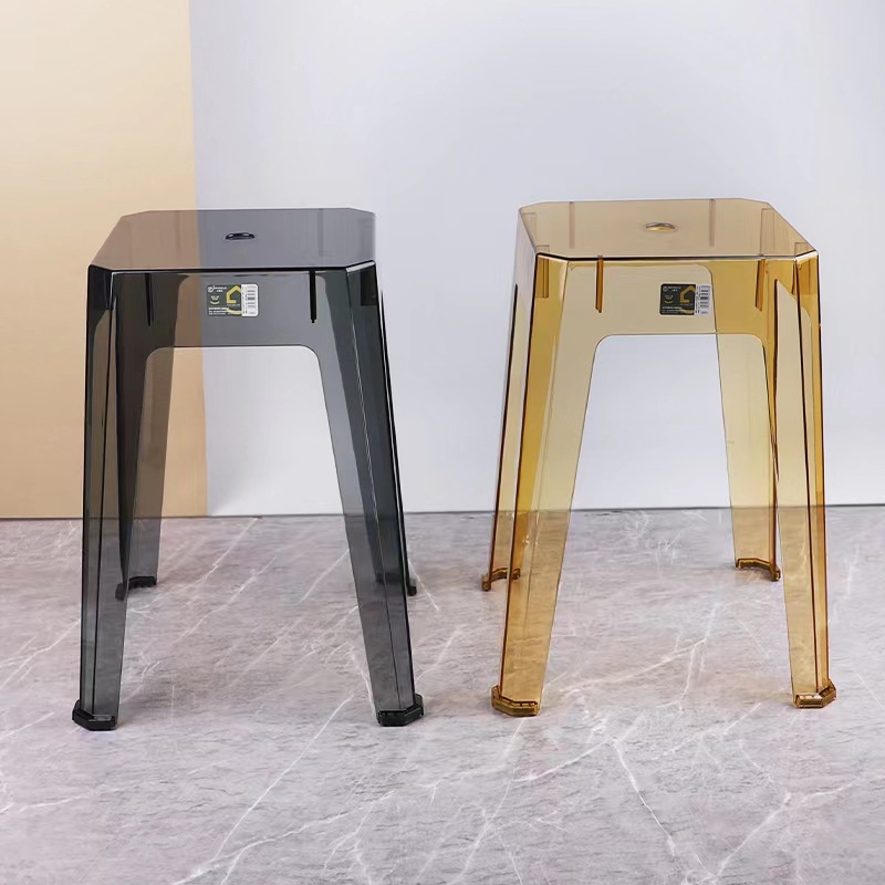 Factory Wholesale Ins Style Transparent Pet Square High Stool 2793 Bathroom Stool Dining Chair High Stool