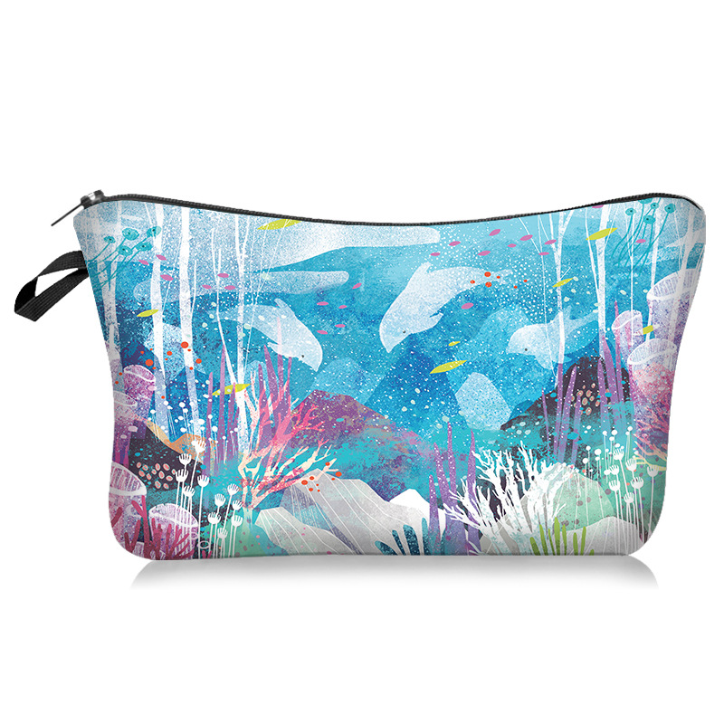 New Ocean Sea Wave Series Cosmetic Bag Portable Bag Clutch Women's Bag Toiletry Bag Portable Toiletry Bag Exclusive for Cross-Border