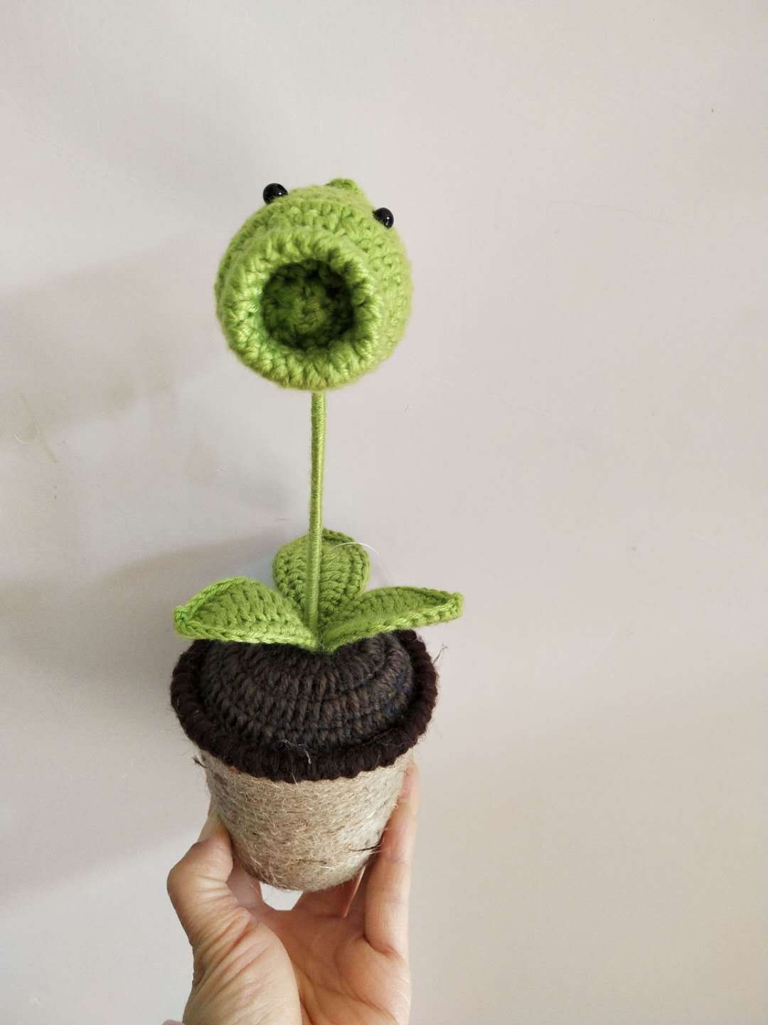 手工编织 植物大战僵尸毛线盆景 向日葵创意盆栽居家摆件