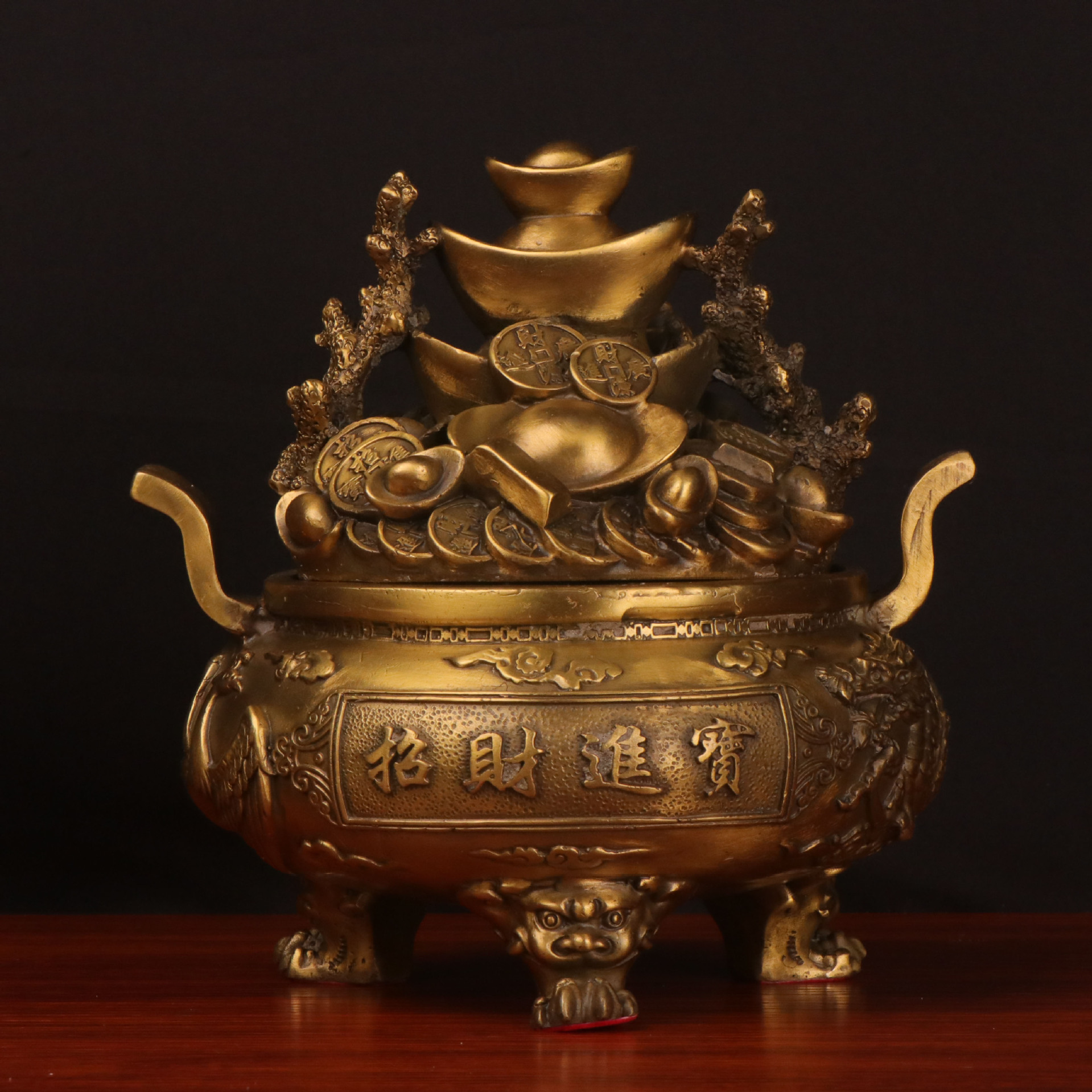 杨铜记 纯铜聚宝盆 四方金蟾摆件 龙凤聚宝盆摆件厂家批发