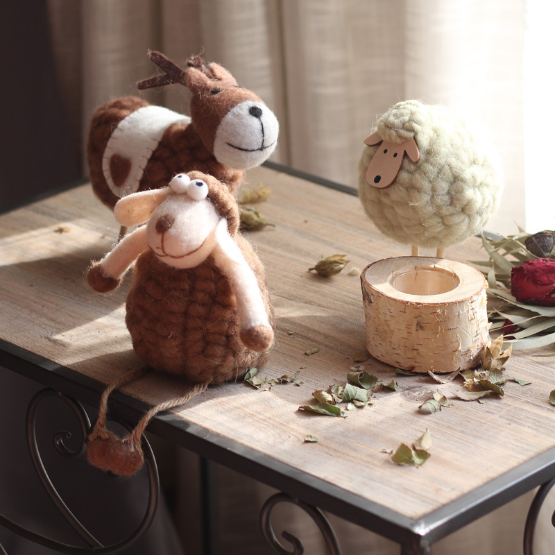 4成交0件觅点  羊毛毡仿真可爱萌萌小羊手工艺品桌面摆件装饰品招财