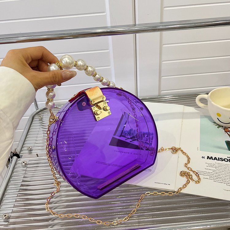 Cross-Border Trendy Acrylic Transparent Pouch 2023 New Trendy Versatile Chain Crossbody Bag Fashion Box Small round Bag