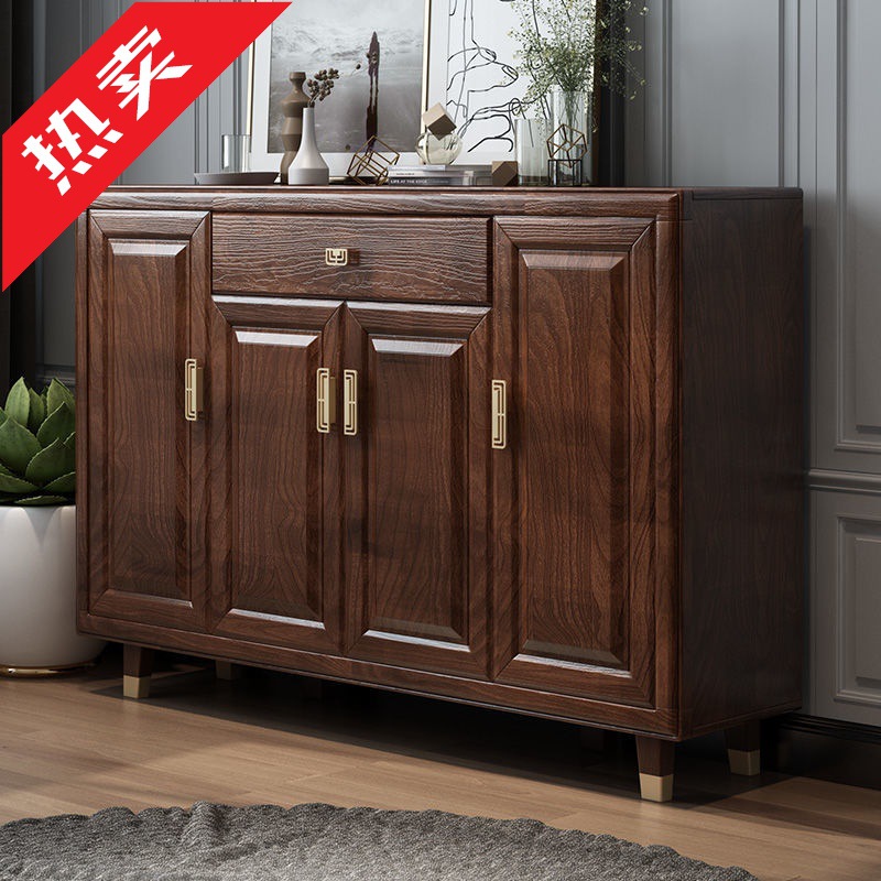 新中式全实木高档鞋柜大容量家用门口客厅门厅柜玄关装饰柜整装