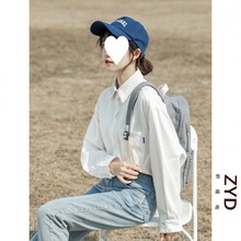 【纯棉不透】设计感小众白色衬衫女2022韩版宽松长袖衬衣上衣盐系