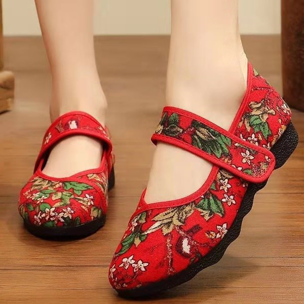 Spring and Autumn Old Beijing Cloth Shoes Breathable Ethnic Style Women's Shoes Middle-Aged and Elderly Mom Shoes Pumps Soft Bottom Square Dance Shoes